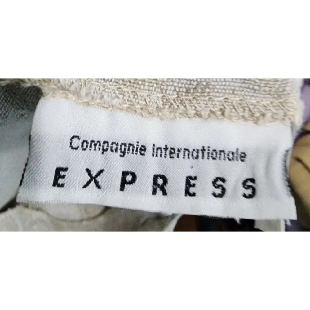 Vtg Campaigne International Express Linen Blend Mini Wrap Skirt Beige Size 9/10‎